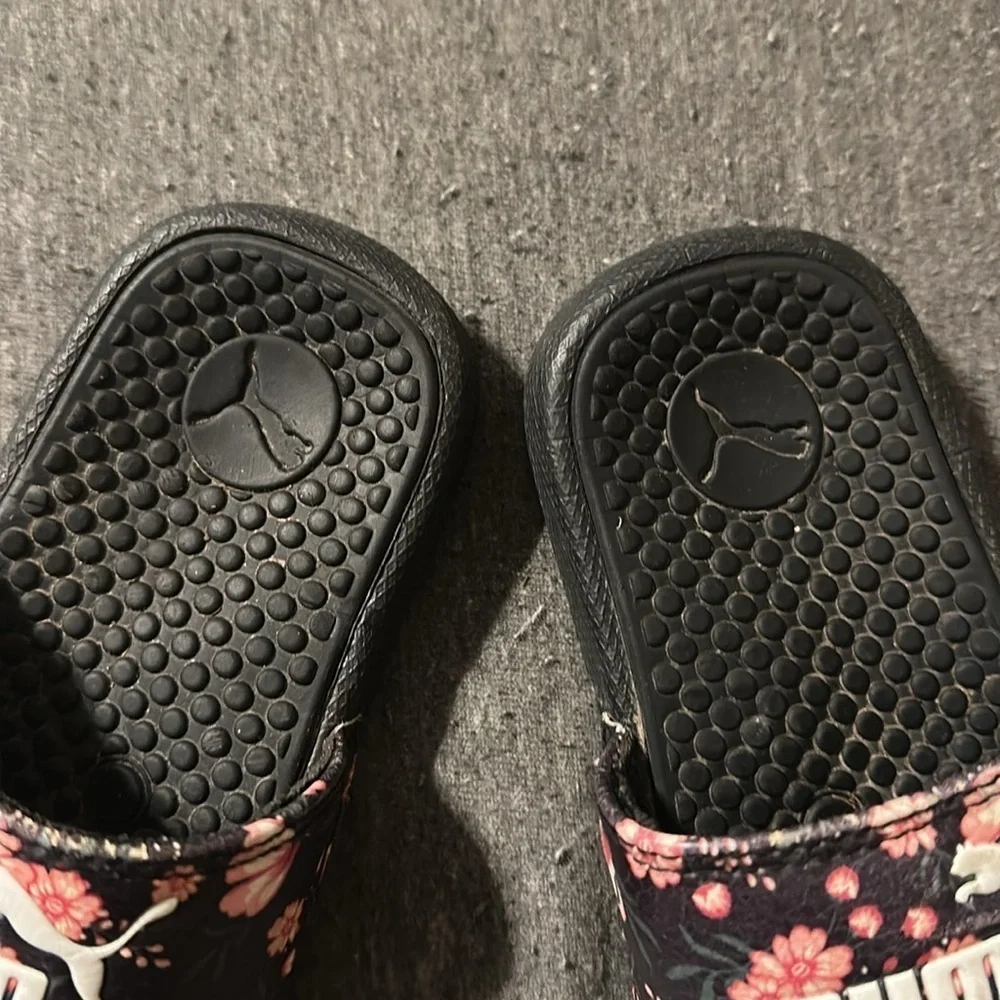 Puma Black and Pink Floral Sandals